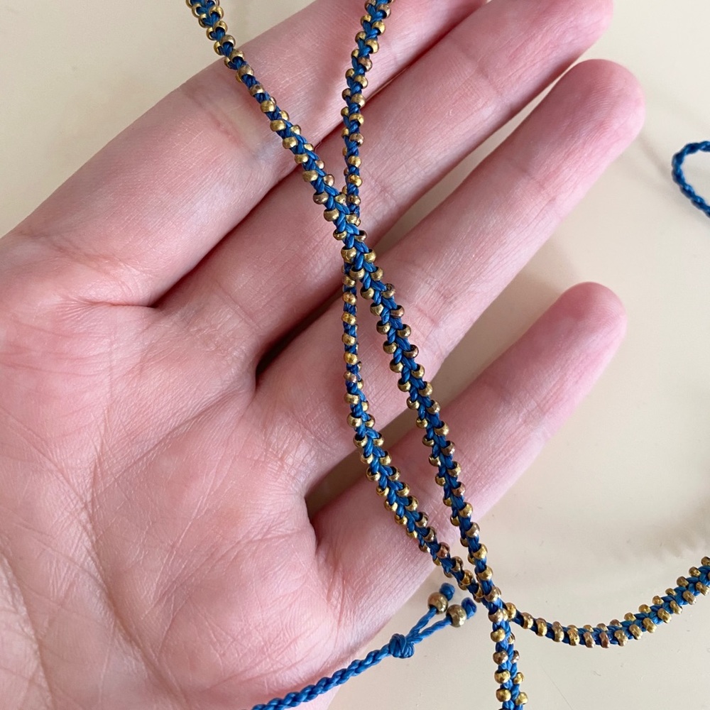 WAKAMI GUATEMALA BLUE GOLD WRAP BRACELET - Picture 6 of 6